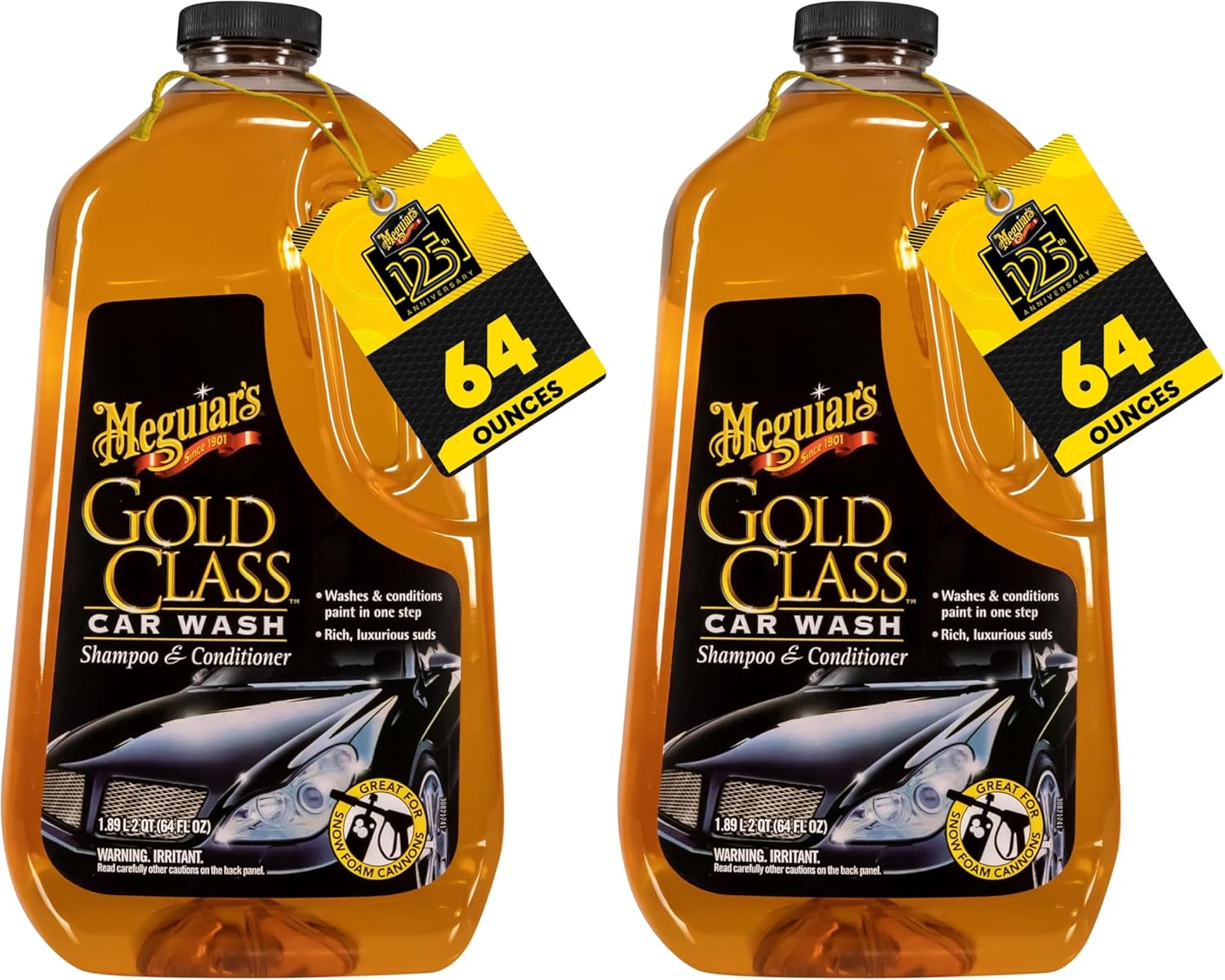 Meguiar's Gold Class - Espuma para lavado de autos para limpieza de autos, contenedor de 64 onzas (paquete de 2)