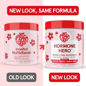 Peach Perfect Inositol Multivitamin – Myo-Inositol & D-Chiro 40:1 Blend, Omega-3, Vitamin D3, Magnesium, Zinc – Supports Women’s Health, Mood, Energy, Supplement – 30 SVG