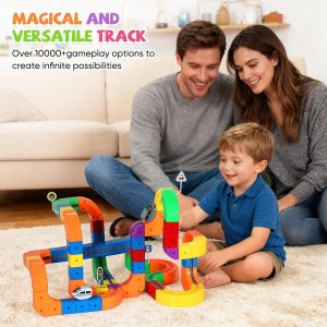 Electric Train Set for Kids Flexible Race Track Toy DIY 3D Embedded Layouts & Motorized Car 3-8 Year Old Boys Girls Toys STEM Learning Gift (123Pcs,2 Car)