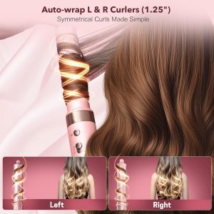 Dual Voltage StyleVibe 8-in-1 Air Styler, Hair Dryer & Blow Dryer Brush with Travel Case - Auto Wrap Curls (L/R), Fast Drying, Thermal Brush for Blowouts & Frizz-Free Volume, No Heat Damage