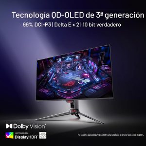 ASUS ROG Swift - Monitor OLED para juegos 4K de 32 pulgadas (PG32UCDM) - UHD (3840 x 2160), QD-OLED, 240Hz, 0.03ms, compatible con G-SYNC, disipador de calor personalizado, película de grafeno, 99%