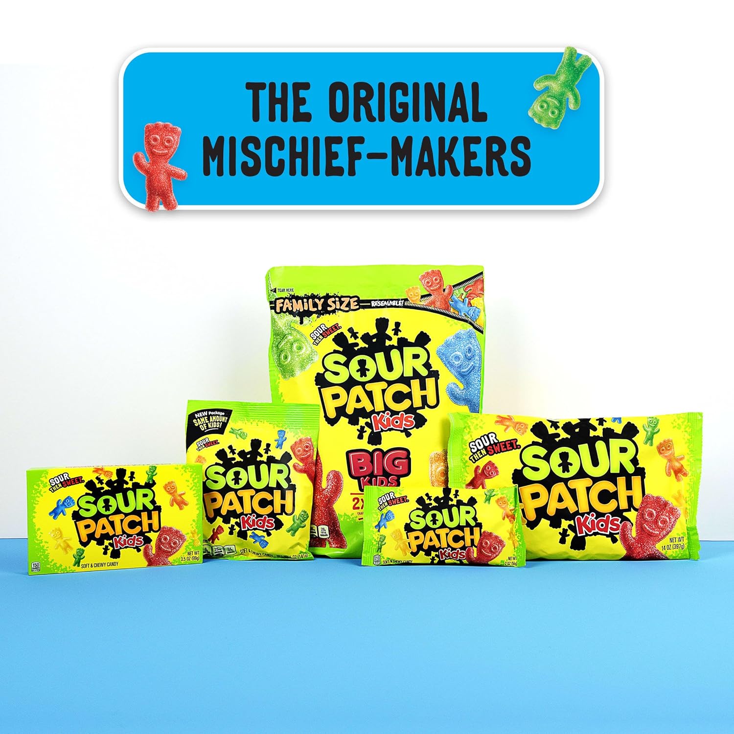 SOUR PATCH KIDS Caramelos suaves y masticables, 2 onzas