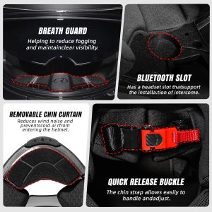 TRIANGLE Cascos de motocicleta de cara completa para adultos, hombres y mujeres, con doble visera y protector solar interno, aprobado por DOT