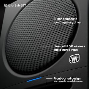 PreSonus Eris Sub 8BT — 8" Inch Powered Subwoofer, Powered Sub, Active Subwoofer, Wireless, Bluetooth, Home Audio, Bass Speaker, Home Theater, Music Production, Gaming