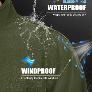 MAGCOMSEN Men's Fleece Lined Softshell Jacket Lightweight Waterproof Windbreaker Zip Up Winter Rain Coat Tactical Hiking