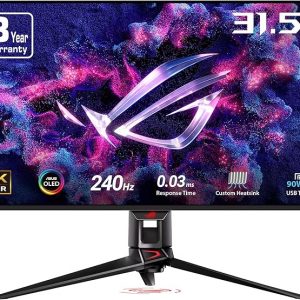 ASUS ROG Swift - Monitor OLED para juegos 4K de 32 pulgadas (PG32UCDM) - UHD (3840 x 2160), QD-OLED, 240Hz, 0.03ms, compatible con G-SYNC, disipador de calor personalizado, película de grafeno, 99%