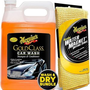 Meguiar's Car Wash Bundle - 1 Gallon Gold Class Car Wash & Water Magnet Microfiber Drying Towel - Everything You Need to Wash and Dry Your Car - Washing Essentials in One Convenient Set