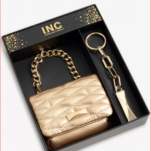 Tarjetero y llavero I.N.C Gold