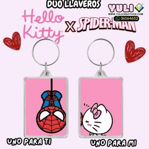 Dúo de llaveros de Hello Kitty por Spider-Man