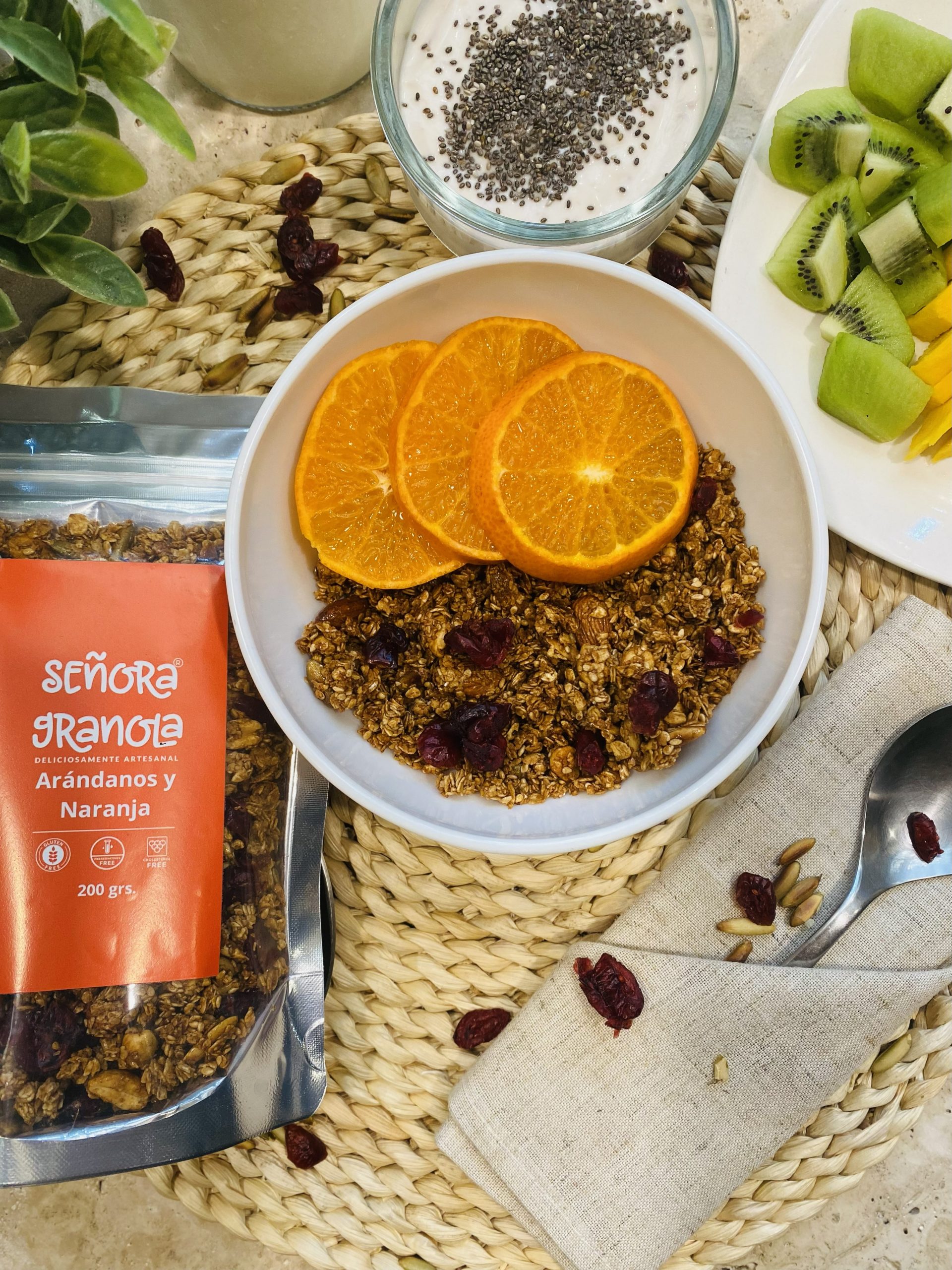 Granola artesanal con arándanos y naranaja