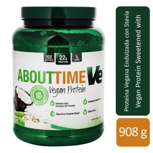 🌸 About Time Vé Proteína Vegana Vainilla 32 oz (Proteína vegetal en polvo · 908 g · Con enzimas digestivas) ✨ Mezcla de proteína vegetal con 22 g de proteína por porción, rica en aminoácidos esenciales y BCAA