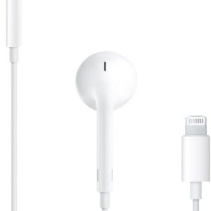 Auriculares Apple EarPods con conector Lightning, auriculares con cable para iPhone con control remoto integrado para controlar música, llamadas telefónicas y volumen