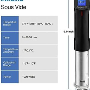 INKBIRD WIFI Sous Vide Cooker ISV-100W and Vacuum Sealer Machine | 1000W Sous-Vide Cooker Immersion Circulator with 14 Preset Recipes on APP and Thermal Immersion, Fast-Heating with Timer