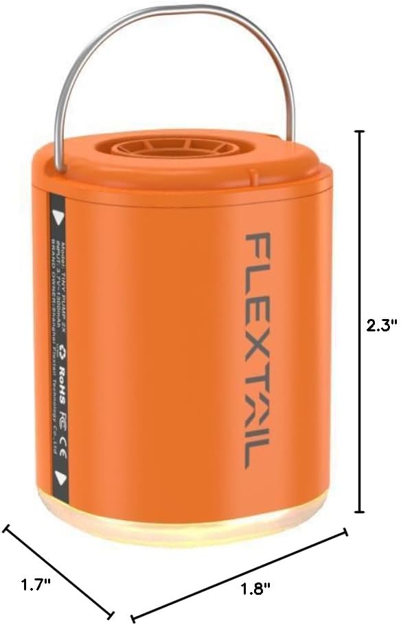 FLEXTAILGEAR Bomba de Aire Portátil con Linterna de Camping Tiny Pump 2X Bomba de Aire de 4kPa para Inflables Bomba de Colchón de Aire Recargable con Diseño Magnético para Colchonetas de Dormir