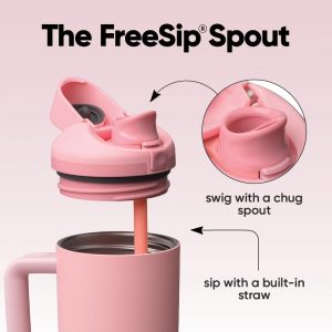 Owala FreeSip - Vaso de acero inoxidable, 30 onzas, rosa (cuarzo rosa)