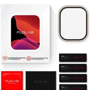 FLOLAB NanoArmour - Protector de pantalla para Apple Watch Ultra 3 / Ultra 2 con antirreflejante para vidrio templado iWatch Ultra 1 de 1.929 in, fácil de instalar, marco de aluminio, titanio original