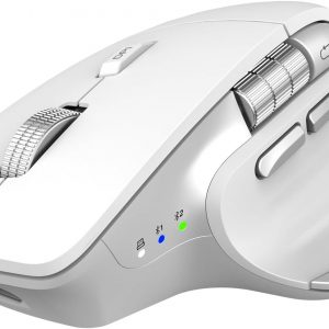 Wireless Bluetooth Mouse, Ergonomic Rechargeable Silent Mouse with Multi-Device, Adjustable DPI, Flying Scroll & Thumb Wheel, Bluetooth Mice for Laptop, Computer, Tablet, Smartphone (White)