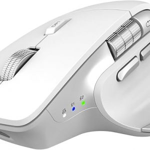 Wireless Bluetooth Mouse, Ergonomic Rechargeable Silent Mouse with Multi-Device, Adjustable DPI, Flying Scroll & Thumb Wheel, Bluetooth Mice for Laptop, Computer, Tablet, Smartphone (White)