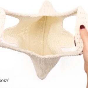 COOKOOKY Bolsa de playa de ganchillo para mujer, bolsa de playa de verano para mujer, bolsa de malla estética, bolsa de tela hippie, bolsa de punto