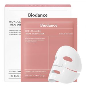 BIODANCE Máscara profunda de bio-colágeno, mascarilla facial hidratante de hidrogel durante la noche, minimización de poros, elasticidad, relleno, artículos esenciales de viaje y regalos de cuidado personal para mujeres, cuidado de la piel coreano | 1.19 onzas (1.20 oz) x 4ea