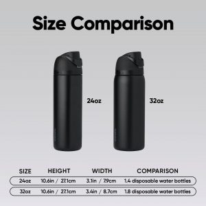 Owala - Botella de agua FreeSip de acero inoxidable con aislamiento, sin bisfenol A, incluye sorbete, para deportes y viajes, 24 oz, Very, Very Dark | Insulated, with Straw, for Sports, Travel, and School, BPA-Free