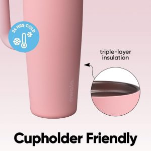 Owala FreeSip - Vaso de acero inoxidable, 30 onzas, rosa (cuarzo rosa)