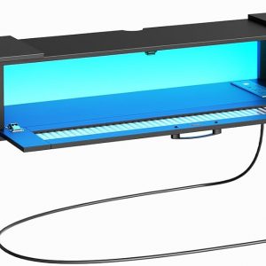 HOOBRO Floating TV Stand with LED Light Power Outlet for TVs up to 75”, Wall Mounted TV Shelf, Modern Media Console Entertainment Center Under TV, for Living Room Bedroom, Black BK36UDDS01G1