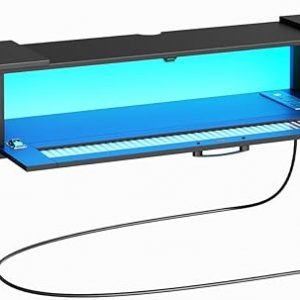 HOOBRO Floating TV Stand with LED Light Power Outlet for TVs up to 75”, Wall Mounted TV Shelf, Modern Media Console Entertainment Center Under TV, for Living Room Bedroom, Black BK36UDDS01G1