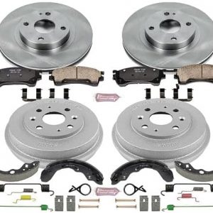 Power Stop KOE15188DK Autospecialty Front and Rear Replacement Brake Kit-OE Brake Drums & Ceramic Brake Pads For Mazda Protege 1999-2000 [Model Specific]
