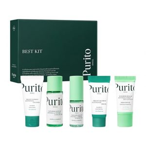PURITO SEOUL Best Kit - Rutina de cuidado de la piel con limpiador y crema de pantenol, suero y tóner Centella sin perfume, para todo tipo de piel, juego de regalo, para cara, suero facial, K-Beauty