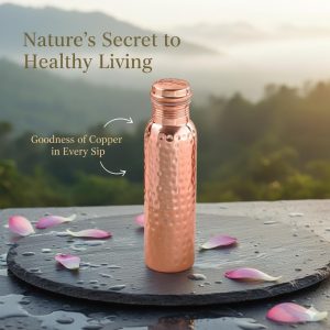 New Launch Copper Water Bottle 34 Ounces | 100% Pure Copper For Ayurveda Health Benifit | Hammered Design Handmade For Drinking Water | Tested Leak Proof Lid