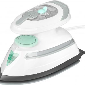 BEAUTURAL Mini plancha de vapor de viaje para ropa con doble voltaje, control de temperatura, suela antiadherente y almacenamiento de cables, ideal para costura, acolchado y manualidades