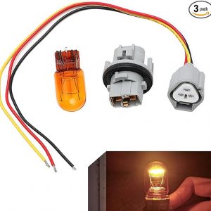 1 juego de bombilla de iluminación para automóvil, juego de arnés de cableado de zócalo de bombilla de luz de señal de giro, interfaz estándar de reemplazo 26243-5HA0A, compatible con Toyota