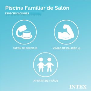 INTEX Piscina inflable familiar para el centro de natación: banco integrado - portavasos - capacidad de 156 galones - 90 "x 86" x 31" - Azul