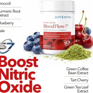 Juvenon BloodFlow-7 Nitric Oxide Supplements for Men & Women - Natural Nitric Oxide Booster with Nitrosigine® + S7® - Blood Flow & Circulation Support (1-Pack)