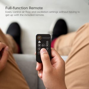IRIS USA WOOZOO Ventilador de escritorio con control remoto, circulador de aire de mesa oscilante, 3 velocidades, distancia máxima de aire de 46 pies, inclinación ajustable, motor de bajo ruido