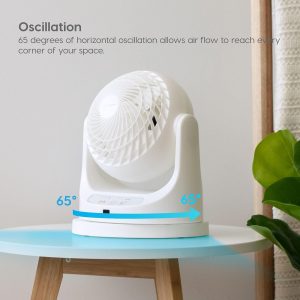 IRIS USA WOOZOO Ventilador de escritorio con control remoto, circulador de aire de mesa oscilante, 3 velocidades, distancia máxima de aire de 46 pies, inclinación ajustable, motor de bajo ruido