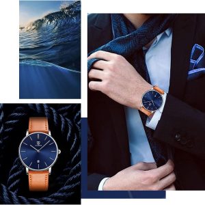 L LAVAREDO Watch for Men, Extremely Thin Mens Watches Minimalist Analog Men's Leather Wrist Watches with Time/Date, Birthday Gift for Men Boyfriend