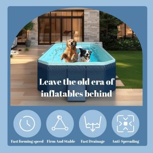 Piscina plegable, piscina grande al aire libre no inflable para niños y adultos, piscina familiar de PVC antideslizante, fiesta acuática de verano para exteriores, jardín, patio trasero (pequeña)