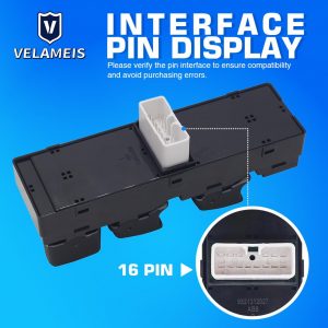 Interruptor principal de la ventana lateral del pasajero delantero Botón negro OEM 93501-H1120UP con 1 botón automático para Hyundai SUV Terracan 2001