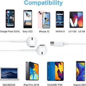 2 Pack USB C Headphones for iPhone 17, Type C Earbuds Wired Earbuds with Microphone & Remote Control Noise Cancelling Earphones, Compatible with iPhone 17 Pro Max, iPad Pro, Most USB C Jack Devices