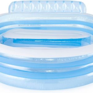 INTEX Piscina inflable familiar para el centro de natación: banco integrado - portavasos - capacidad de 156 galones - 90 "x 86" x 31" - Azul