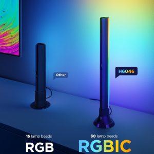 Govee TV Backlight 3 Lite Kit, 11.8ft RGBICW Wi-Fi TV LED Strip Lights for 55-65in TVs with Camera and 15 Inches Smart Light Bars with 4-in-1 Light Beads - Works with Alexa & Google Home