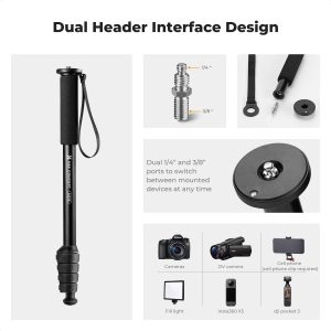 K&F CONCEPT Camera Monopod, 63" Aluminum Photography Monopod with 5-Section Height, Lightweight & Portable Camera Accessories, Payload 11lb