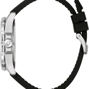 Bulova Reloj de Cuarzo para Hombre Marine Star de Acero Inoxidable Plateado, Correa de Cuero y Silicona, Resistente al Agua 100M, 43mm