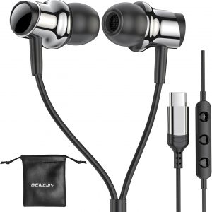 Auriculares USB C para Samsung S25 S24 S23 Ultra FE S22 A55 A54 Auriculares con Cable Magnéticos Intrauditivos Tipo C con Micrófono Control de Volumen Auriculares Estéreo con Cancelación de Ruido para