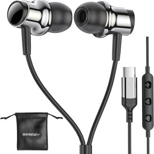 Auriculares USB C para Samsung S25 S24 S23 Ultra FE S22 A55 A54 Auriculares con Cable Magnéticos Intrauditivos Tipo C con Micrófono Control de Volumen Auriculares Estéreo con Cancelación de Ruido para