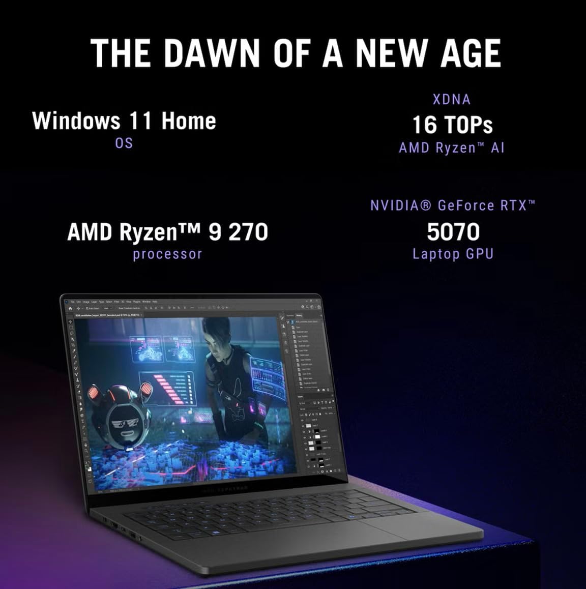 ASUS ROG Zephyrus G14 AI Laptop para juegos de 14.0" con pantalla de 120Hz (AMD Ryzen 9 270, GeForce RTX 5070 8GB, 32GB LPDDR5X, SSD PCIe de 1TB, teclado RGB, WiFi 7, cámara web, Win 11 Pro) con