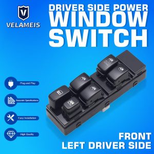 Interruptor principal de la ventana lateral del pasajero delantero Botón negro OEM 93501-H1120UP con 1 botón automático para Hyundai SUV Terracan 2001