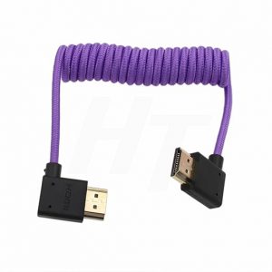 HDMI to HDMI 4K 8K 60p Cable Right Angle Braided Coiled for Panasonic Sony Canon Nikon ZCAM Camera Atomos Ninja V SmallHD Blackmagic Monitor Purple